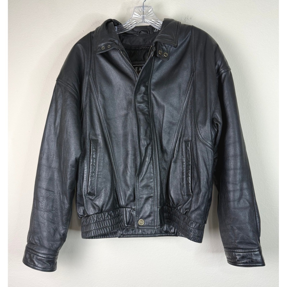 Leather Limited Jacket Mens Small Black Bomber Quilted Lined Zip Up Leather